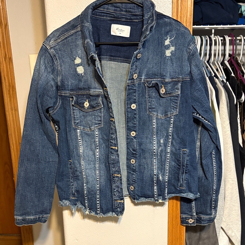 KanCan Distressed Blue Jean Jacket